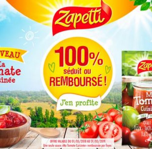 Zapetti : sauce « ma tomate cuisinée » remboursée