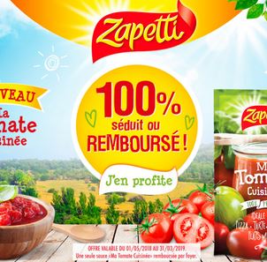 Zapetti : sauce « ma tomate cuisinée » remboursée